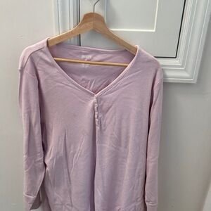 Duluth Trading Co Light Mauve Henley Long Sleeve Top